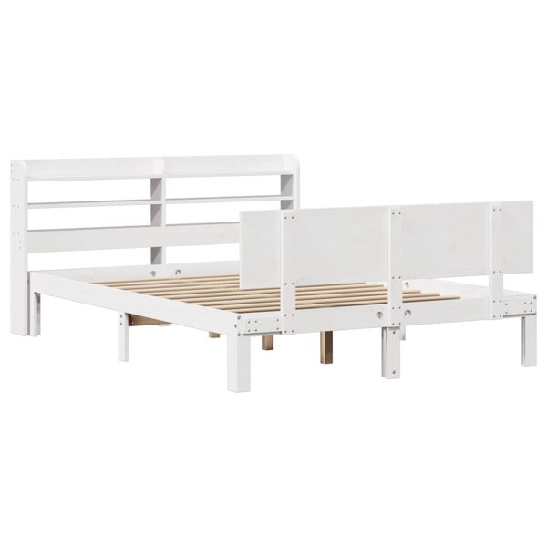 vidaXL Cadre de lit avec tête de lit blanc 120x190 cm bois pin massif
