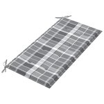 vidaXL Banc de jardin avec coussin à carreaux gris 112 cm Teck massif
