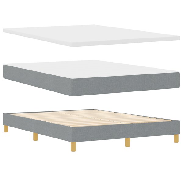 vidaXL Lit avec sommier tapissier et matelas en gris clair  160 x 200 cm  en tissu.