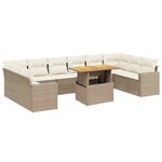 vidaXL Salon de jardin 11 Pièces avec coussins beige résine tressée