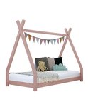 Lit tipi enfant NAKANA 140 x 200 rose pastel