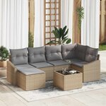 vidaXL Ensemble de salle à manger pour jardin 7 Pièces Beige  Gris clair