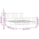 vidaXL Cadre de lit métal sans matelas avec pied de lit noir 135x190cm