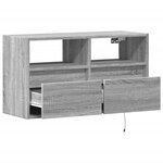 vidaXL Meuble TV mural avec lumières LED sonoma gris 80x31x45 cm