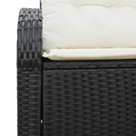 vidaXL Sofa de jardin 2 places en poly rattan noir avec coussins