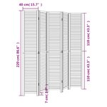vidaXL Cloison de séparation 5 panneaux blanc bois de paulownia massif
