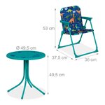 Salon de jardin enfant mobilisable extérieur 53 x 49 5 x 87 5 cm design original pratique en plastique bleu 13_0007799