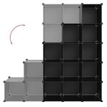 vidaXL Cubes de rangement 15 Pièces Noir PP