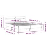 vidaXL Cadre de lit avec tête de lit et LED gris béton 140x190 cm