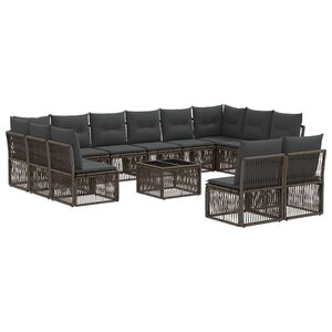 vidaXL Ensemble de canapé de jardin 13 Pièces Gris polyrotin