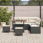 vidaXL Ensemble de canapé de jardin avec coussin 8 Pièces Noir et Crème