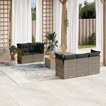 vidaXL Salon de jardin 6 Pièces avec coussins gris résine tressée