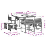 vidaXL Ensemble à manger de jardin et coussins 9 Pièces marron poly rotin