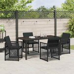 vidaXL Ensemble de salle à manger pour jardin 5 Pièces Noir polyrotin