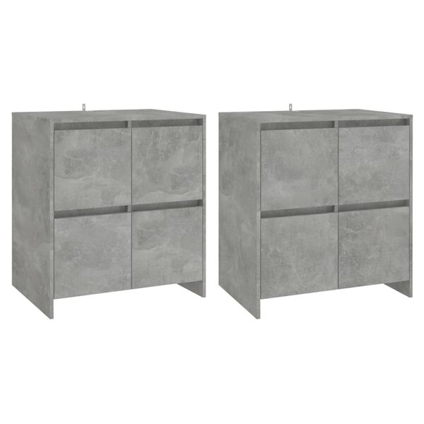 vidaXL Buffets 2 Pièces Gris béton 70x41x75 cm Bois d'ingénierie