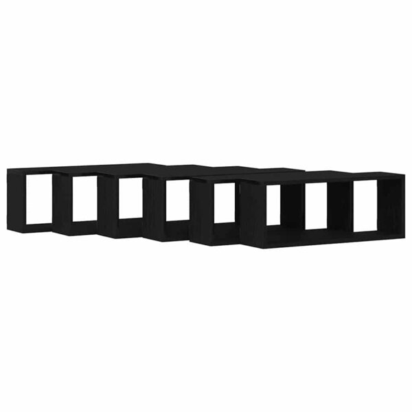 vidaXL Étagères Murales avec étagère 6 Pièces Chêne noir 60 x 15 x 23 cm