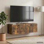 vidaXL Meuble TV mural Chêne fumé 98 x 31 x 30 cm Bois d'ingénierie