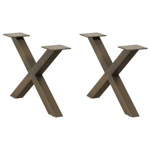 vidaXL Pieds de table basse en forme de X 2 pièces acier naturel 60 x (30-31) cm