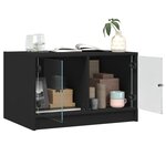 vidaXL Table basse avec portes en verre noir 68x50x42 cm