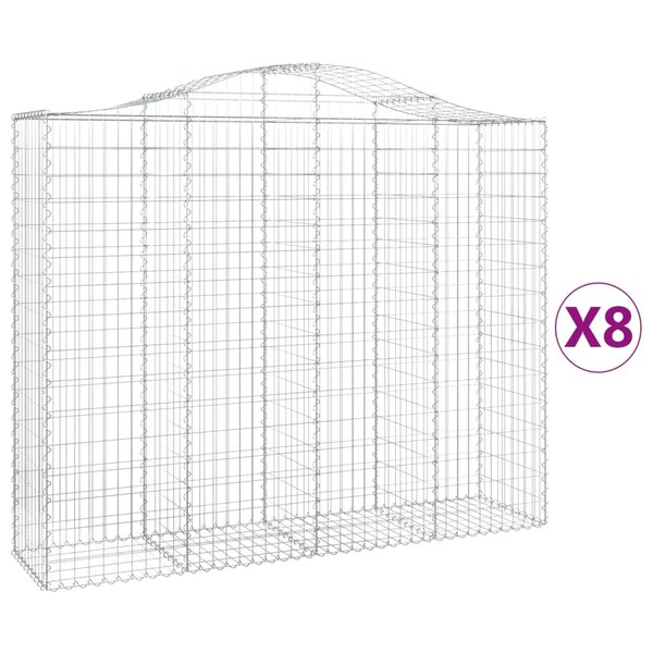 vidaXL Paniers à gabions arqués 8 Pièces 200x50x160/180 cm Fer galvanisé