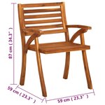vidaXL Chaises de jardin avec coussins lot de 4 Bois de teck solide