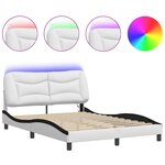 vidaXL Cadre de lit avec LED sans matelas Hvar blanc et noir 140x190 cm