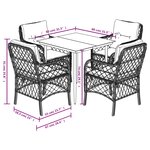 vidaXL Ensemble à manger de jardin et coussins 5 Pièces gris clair rotin