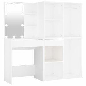 vidaXL Coiffeuse à LED avec 2 armoires Blanc Bois d'ingénierie