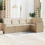 vidaXL Salon de jardin avec coussins 5 Pièces beige résine tressée