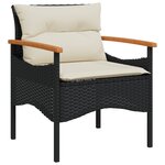 vidaXL Salon de jardin 3 Pièces avec coussins noir résine tressée