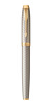 PARKER IM Premium Stylo plume  gris argenté  plume fine  encre bleue  Coffret cadeau