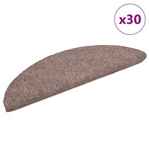vidaXL Tapis d'escalier auto-adhésifs 30 pièces 56 x 17 x 3 cm Marron clair Demi-rond