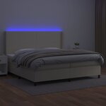 vidaXL Sommier à lattes de lit matelas LED Crème 200x200 cm Similicuir