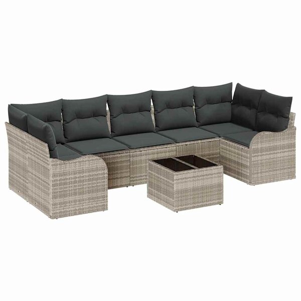vidaXL Ensemble de canapé de jardin 8 Pièces Gris clair 55 x 55 x 37 cm