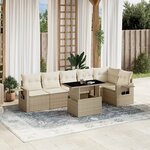 vidaXL Salon de jardin avec coussins 7 Pièces beige résine tressée