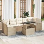 vidaXL Ensemble de canapé de jardin 8 Pièces Beige Poly rotin