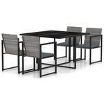 vidaXL Ensemble à manger d'extérieur 5Pièces coussins résine tressée gris