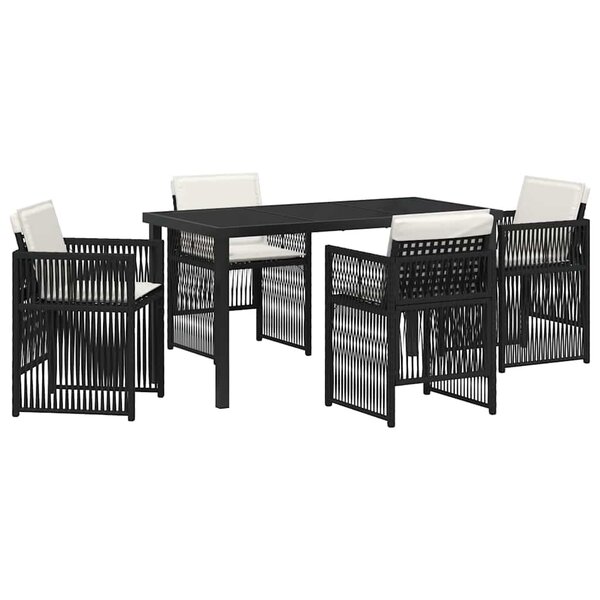 vidaXL Ensemble de salle à manger pour jardin 5 Pièces Noir Poly rotin