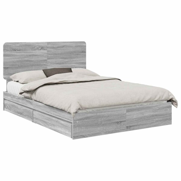 vidaXL Lit de Rangement Gris Sonoma 150 x 200 cm Bois d'ingénierie
