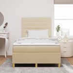vidaXL Lit Box Spring avec Matelas et LED Crème 120x200 cm Tissu