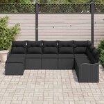 vidaXL Ensemble de canapé de jardin avec coussin 8 Pièces Noir Poly rotin