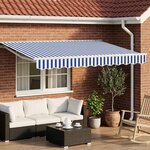 vidaXL Cadre de store manuel avec LEDs Bleu et Blanc 3 x 2 5 m