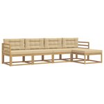 vidaXL Ensemble de canapés d'extérieur 4 Pièces Blanc et Beige Polyester