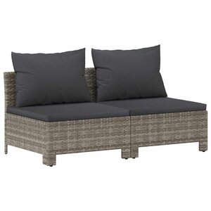 vidaXL Canapé de jardin 2 places avec coussins Gris Résine tressée