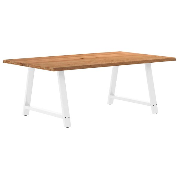 vidaXL Table à manger avec bord naturel bois massif chêne rectangulaire