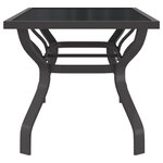 vidaXL Table de jardin Gris et noir 180x80x70 cm Acier et verre