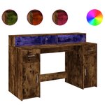 vidaXL Bureau et lumières LED chêne fumé 140x55x91cm bois d'ingénierie