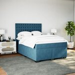 vidaXL Sommier à lattes de lit et matelas bleu 140x200 cm velours