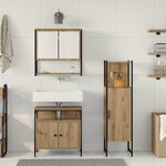 vidaXL Ensemble de mobilier de salle de bain avec porte 3 Pièces Marron