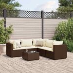 vidaXL Salon de jardin 6 Pièces avec coussins Marron Résine tressée